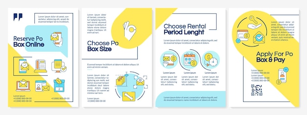 Postal box services blue and yellow brochure template