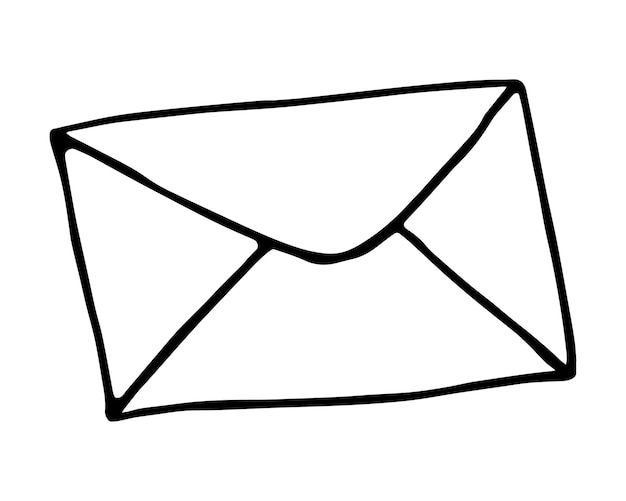 Postal envelope made of paper correspondence transmission of information doodle linear cartoon