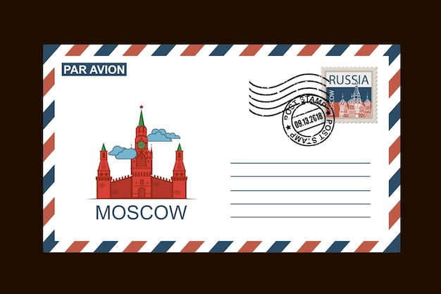 Postal envelope of russian symbols