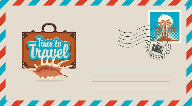 postal envelope on travel theme