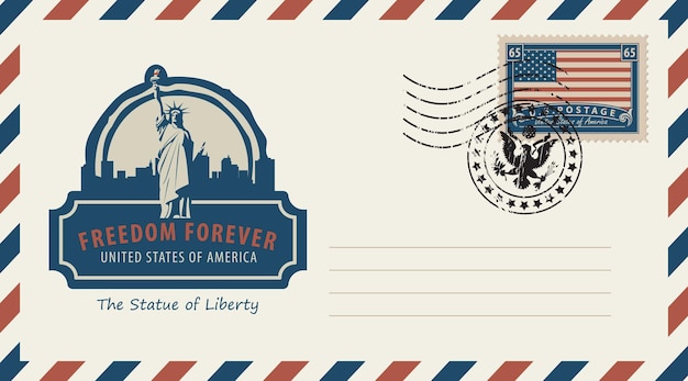 postal envelope on usa theme