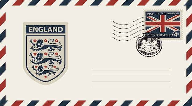 Vector postal envelope with england coat of arms