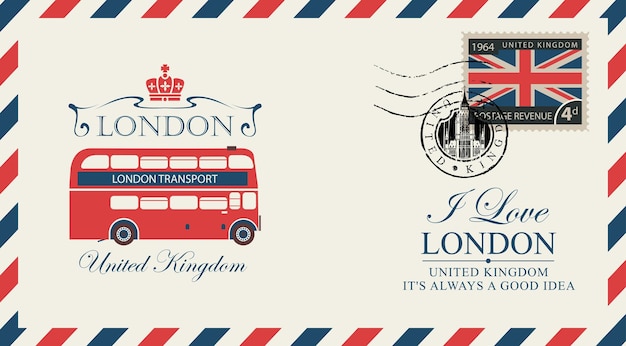 postal envelope with London double decker