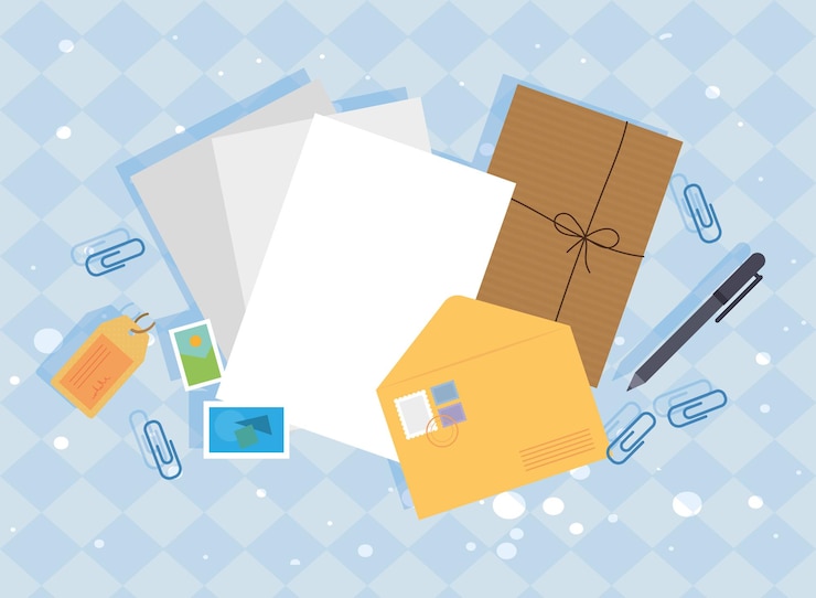 Vector postal packing and letters