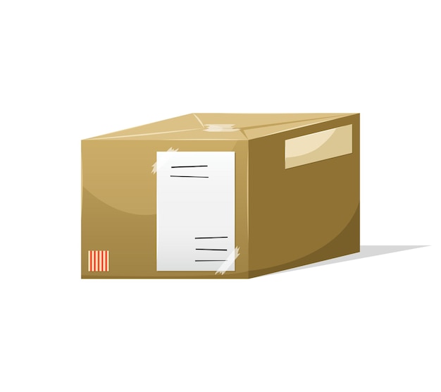 postal parcel in a box with a delivery address