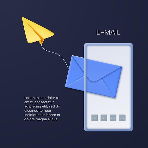 Концепция почтовой службы. Почтовый конверт вылетает из смартфона в самолете.
