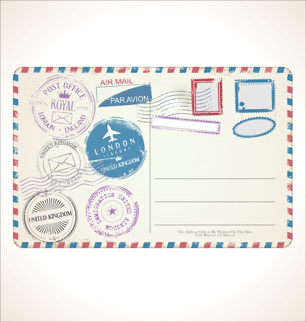 Vector postal stamp and post card