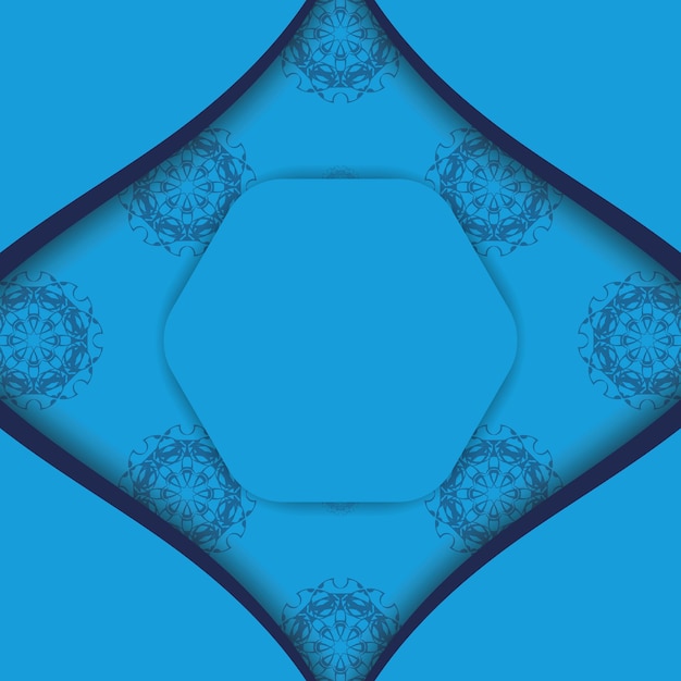 축하를 위한 빈티지 패턴이 있는 파란색 엽서.