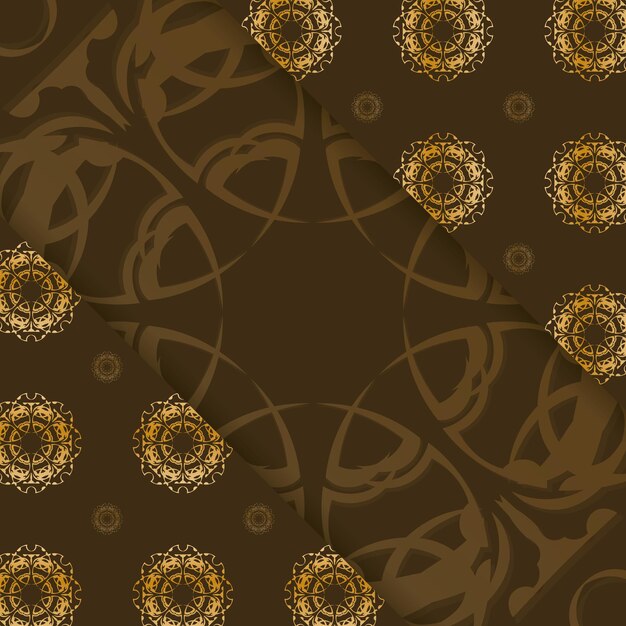 Postcard in brown with a luxurious gold pattern for your brand.