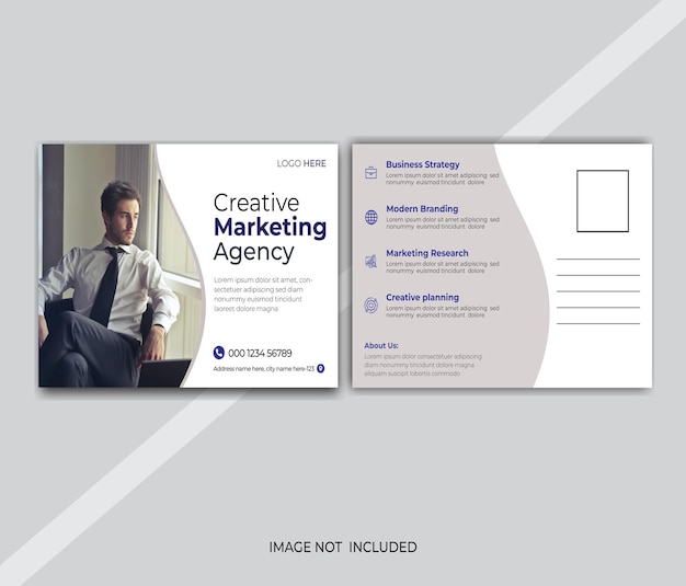 A postcard for a company called creative marketing agency.