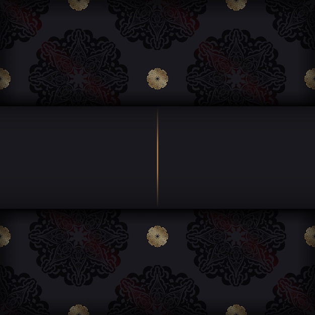 Postcard in dark color with luxury pattern
