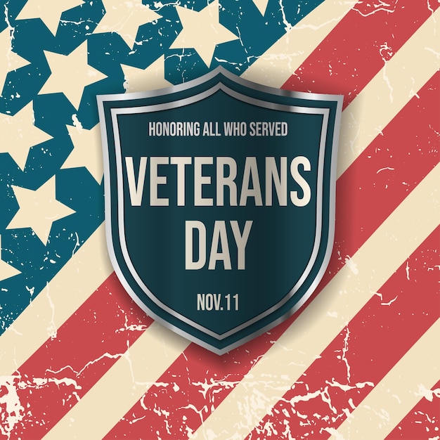 Vector a postcard dedicated to veterans day on november 11 vintage shabby flag in the style of paper cut