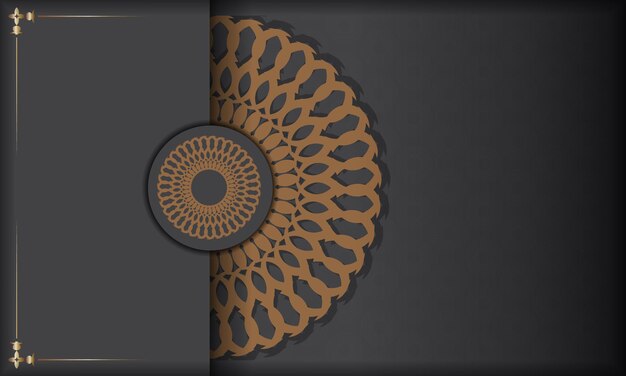 Vector postcard design with greek patterns. gray banner with luxurious ornaments and place for your text and logo.