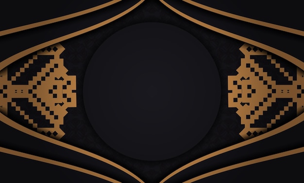 Дизайн открытки с роскошными узорами. Черный баннер со словенским орнаментом и местом для текста и логотипа.