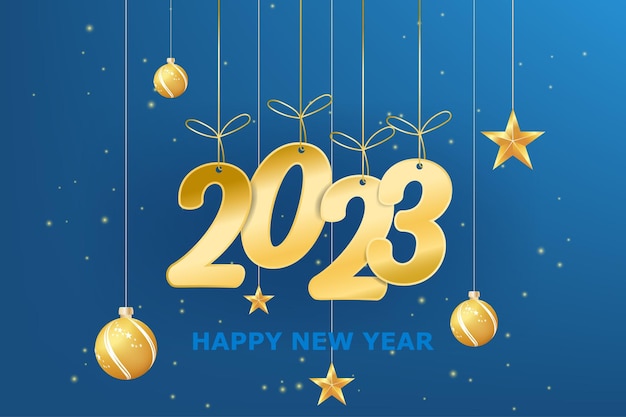 Postcard Happy New Year 2023 Bright Christmas background For your design