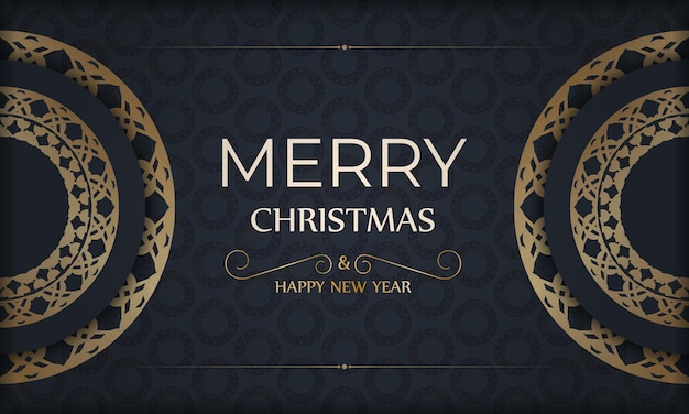고급스러운 금 장신구와 진한 파란색의 엽서 템플릿 새해 복 많이 받으세요