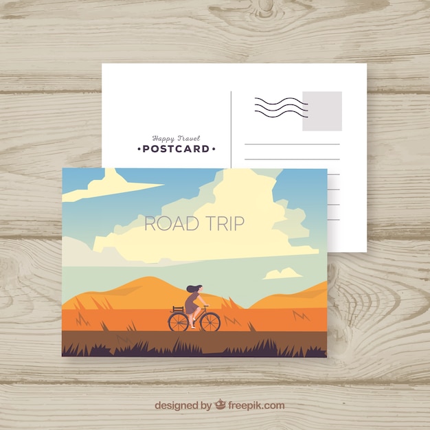 Postcard template with travel concept