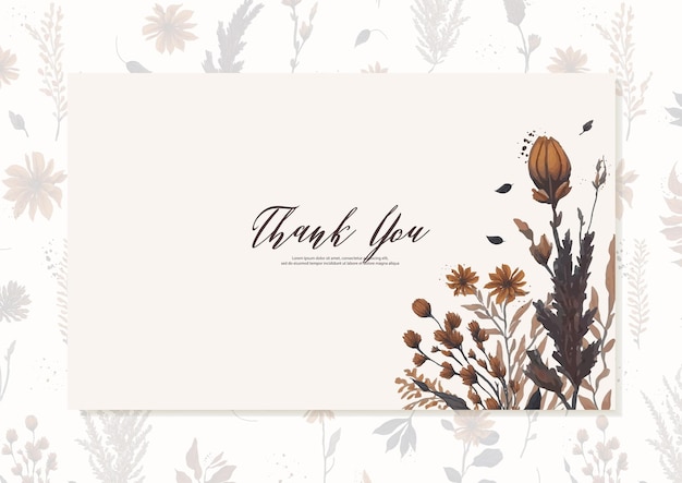 Postcard templates with autumn bouquet in watercolour style Brown golden branches and leaves