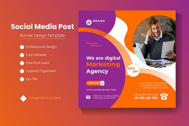 Vector a postcard that says'we are digital marketing agency '