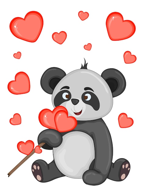 A postcard for the Valentine's Day holiday Vector illustration Template for a postcard A postcard for printing with a cartoon animal