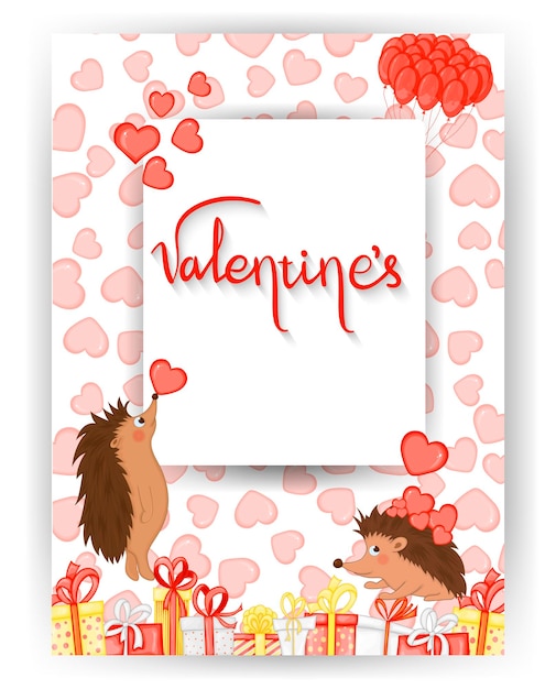 A postcard for the Valentine's Day holiday Vector illustration Template for a postcard