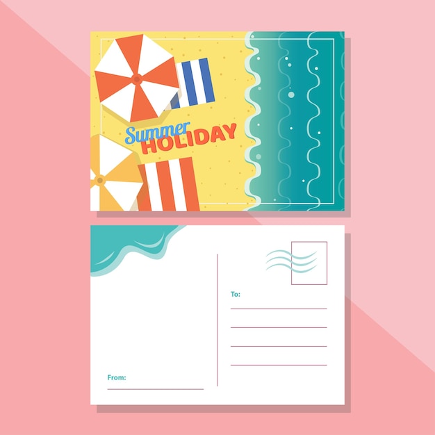 Vector postcard with a beach view that is suitable for your summer