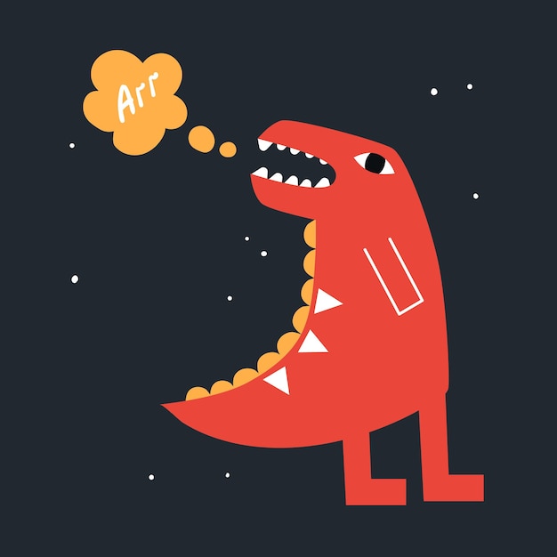 postcard with cartoon dinosaur vector illustration