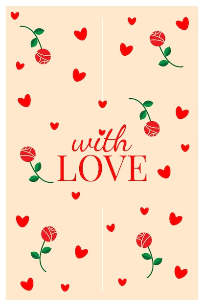 Vector postcard with flowers and text with love