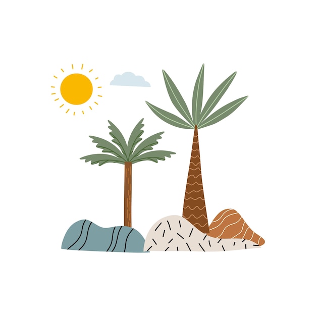 Postcard with palm trees Safari vacation