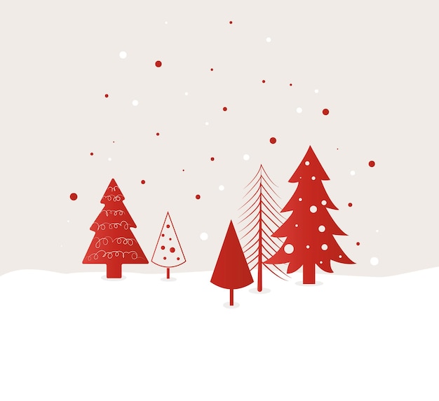 Vector postcard with snowcovered winter christmas tree