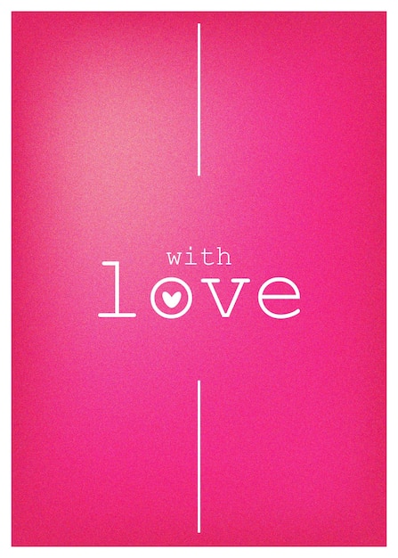 Postcard with the text with love on a grainy pink background