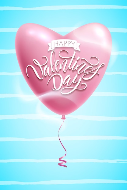 Postcard with a unique lettering for Valentines Day. Vector illustration with isolated elements