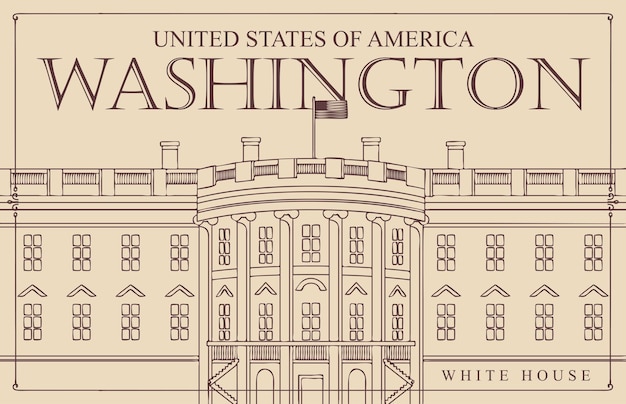 ベクトル ワシントンのホワイトハウスのポストカード