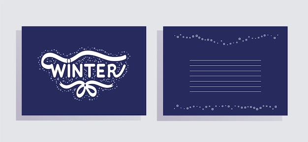 Postcards Winter with snowflak Blue and white Cover and back for card Vector illustration