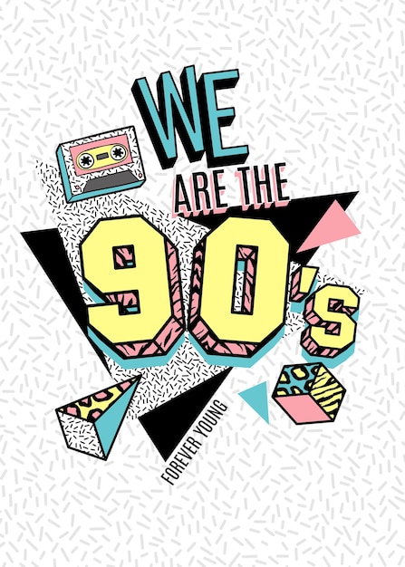 Vector poster in 80s90s memphis style