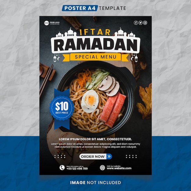 Poster a4ramadan iftar eten en restaurant media sociale omslagsjabloon