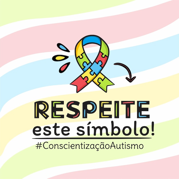 A poster about autism awareness with a ribbon with the words respect this symbol