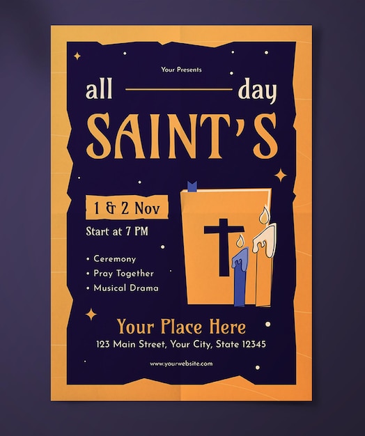 A poster for all day saint's church