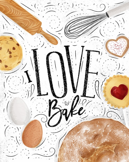 Vector poster bakery with illustrated cookie