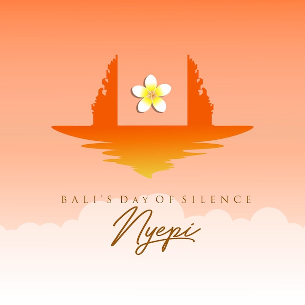 Vector a poster for bali's day of silence with a flower on it.