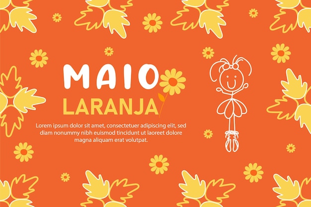 Vector poster banner social media post design on maio laranja campaign against violence research of child