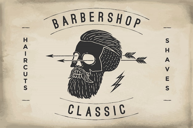 Vector poster of barbershop on a beige paper texture