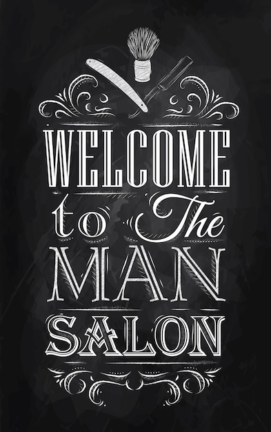 Vector poster barbershop chalk