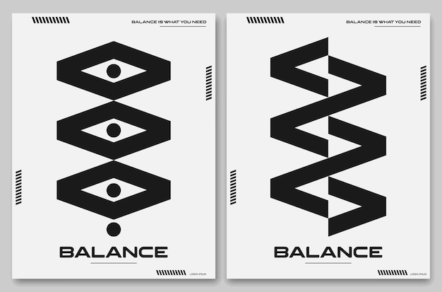 Poster Bauhaus art style containing the ideas of black and whitebalance abstract modern art in geometric shapes