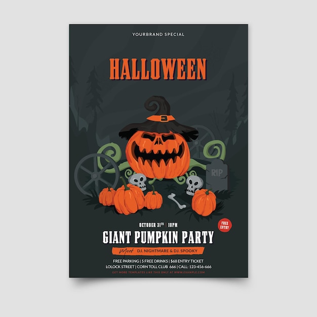 Vettore un poster per la grande festa delle zucche di halloween.