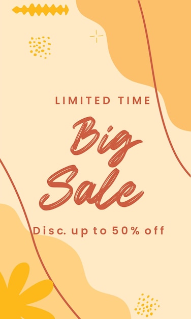 A poster for a big sale with a yellow background