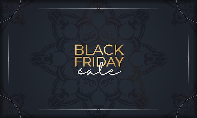 Poster black friday dark blue with luxurious pattern