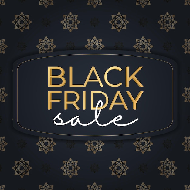 Poster for black friday sale dark blue with luxurious gold pattern