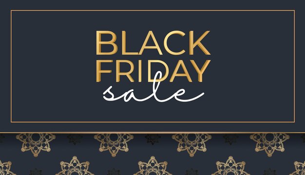 Poster for Black Friday Sale Dark Blue with Round Gold Pattern