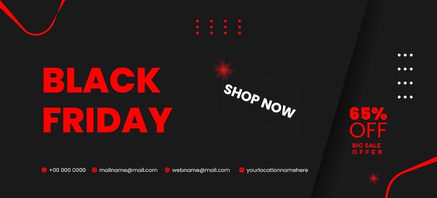 A poster for black friday sale with a black background and a red light on the front.